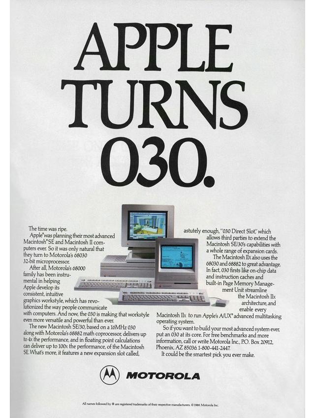 Motorola Apple turns 030 print ad scan